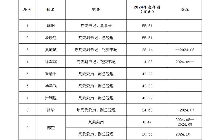 上海国际汽车城（集团）有限公司2024年度薪酬公示